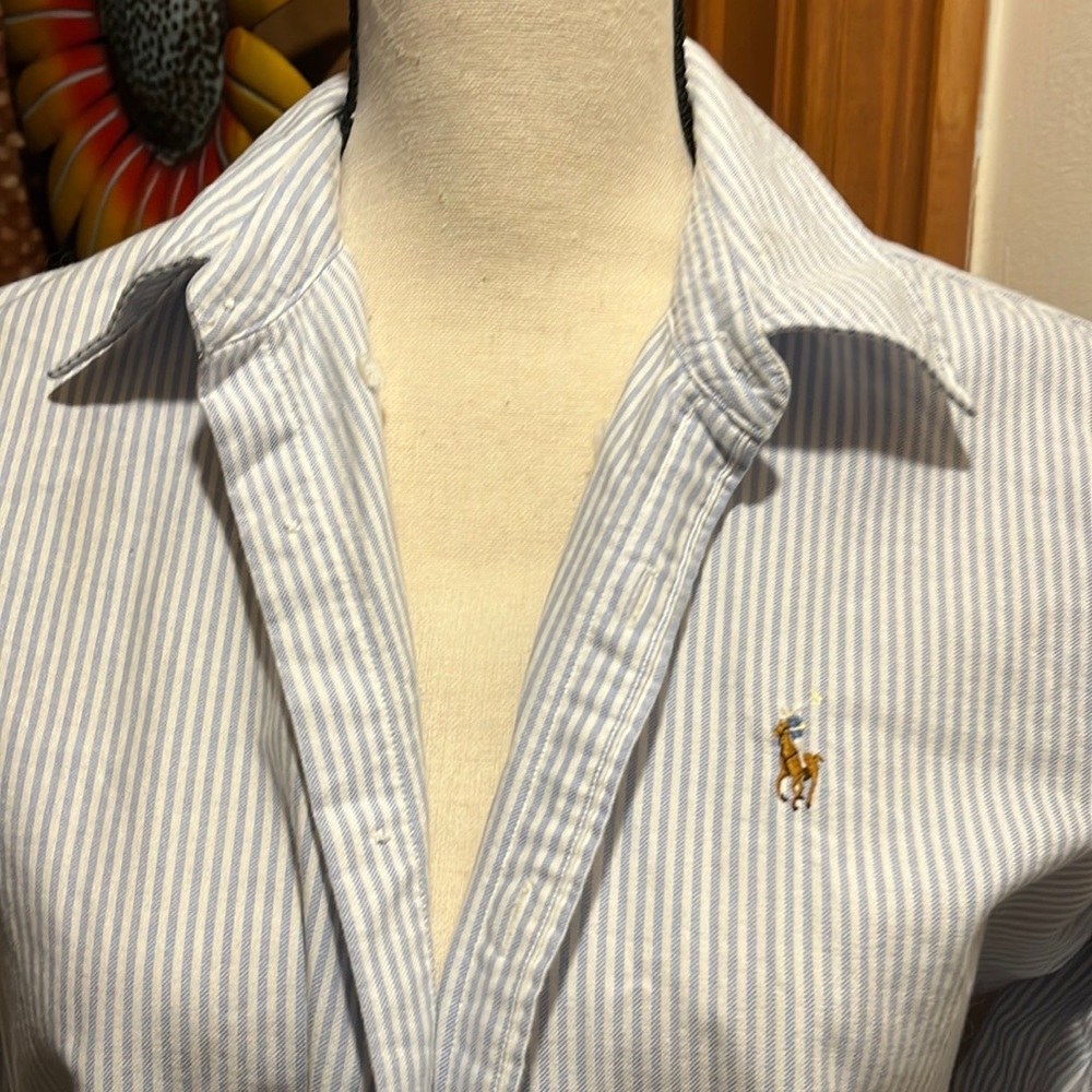 Ralph Lauren blue striped size 12 slim cut Oxford shirt